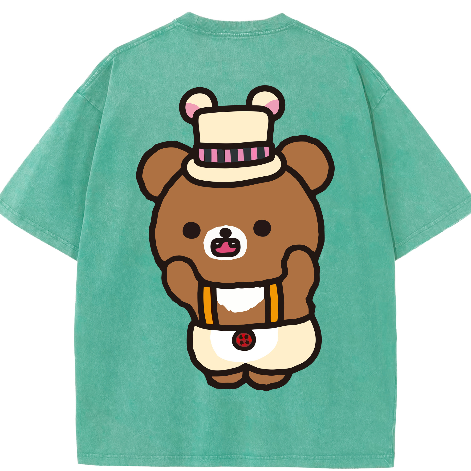 （画像用） リラックマ リラックマ キイロイトリ Rilakkuma Korilakkuma Kiiroitori 綿100% ヴィンテージ風 半袖Tシャツ（背面プリント）